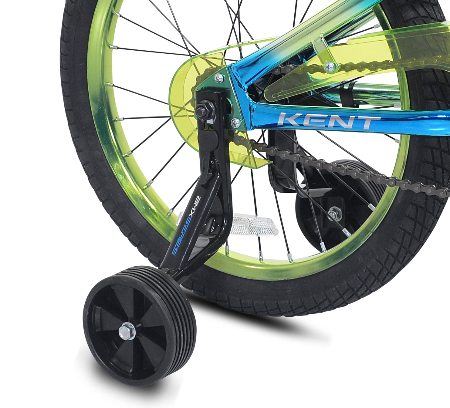18 Kent Glitch BMX Child Bicycle, 18 Wheels, Kids Ages 6-12 Years, Blue/Green