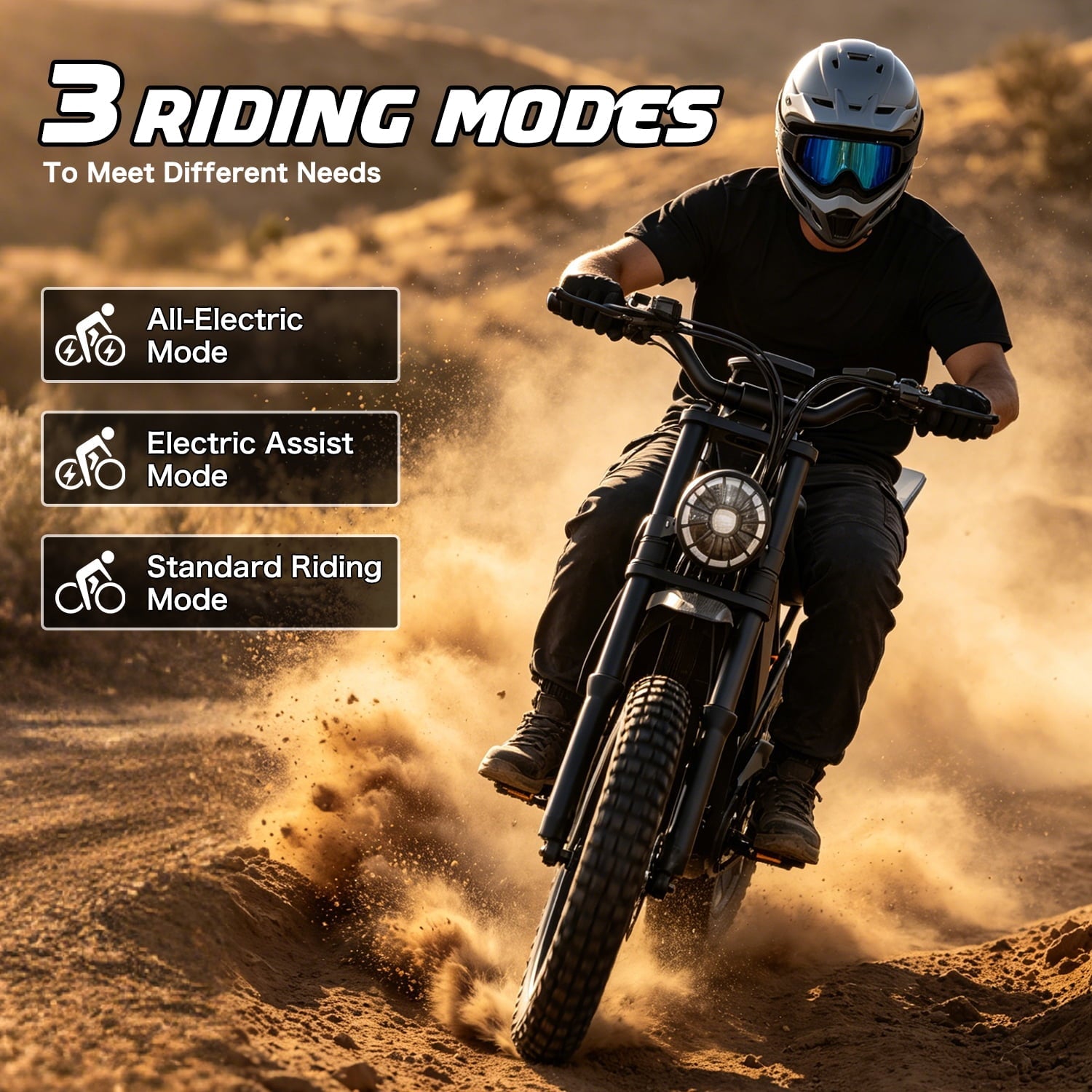 ASKGO Electric Bike for Adult, 2200W Peak Electric Dirt Bike, 100 Miles, 7 Speed Electric Motorcycle, 48V Removable Battery, 20 Fat Tire Off Road Ebike, Full Suspension Ebike for Snow/Beach/Mountain