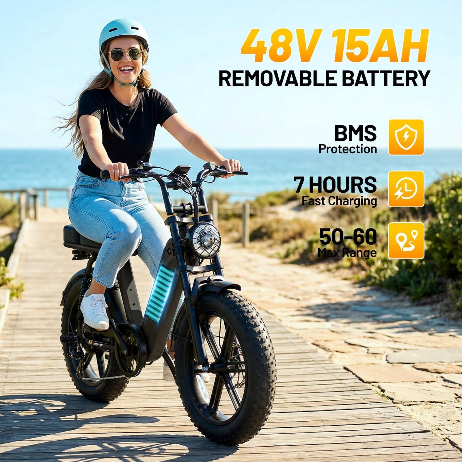TST Electric Bike for Women, 20x4 Fat Tire, E Mountain Bike, 750W Motor 48V/15AH UL2849, Dual Hydraulic Disc Brakes, Full Suspension