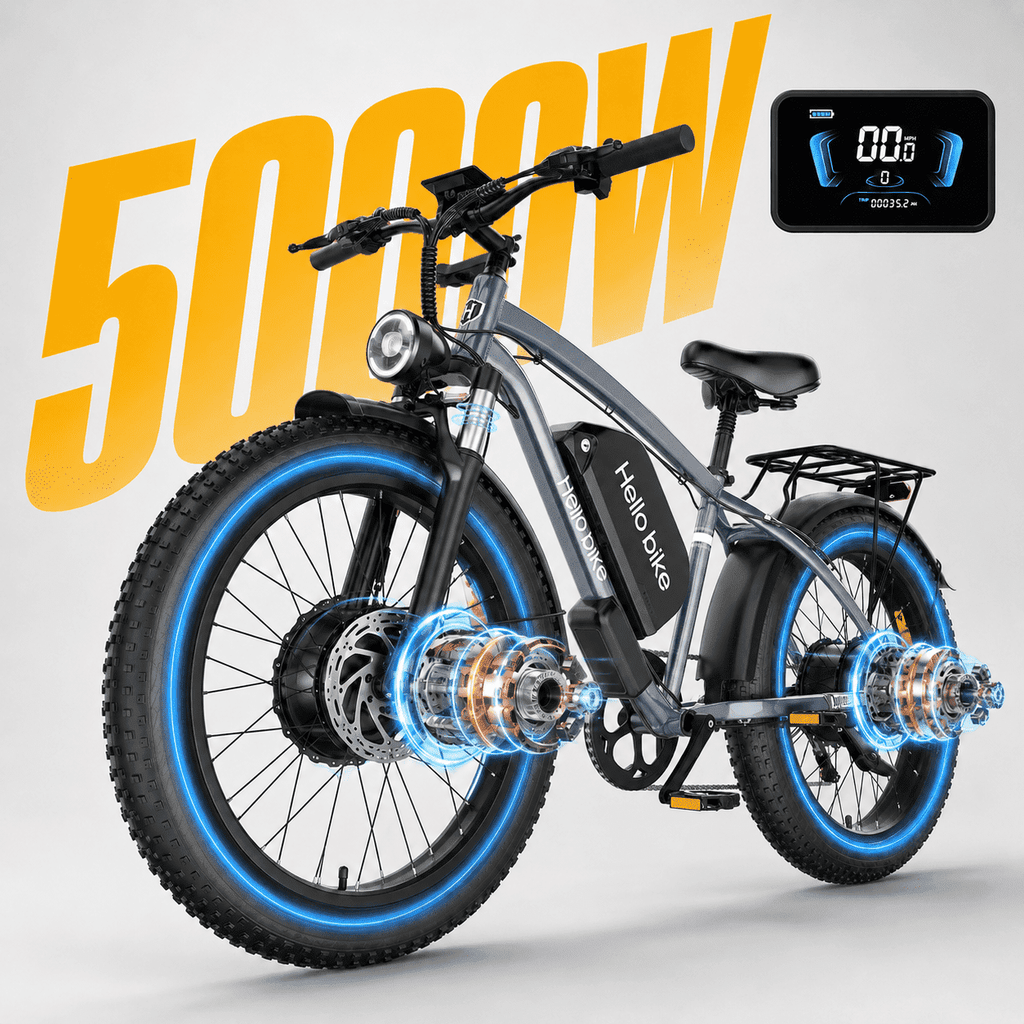 26 Electric Bike for Adult,5000w Dual Motors,up 100 Miles 52V 25Ah Ebike,26 x 4.0 Fat Tire Adult Bicycles for All Terrain,Mountain Commuter UL2849