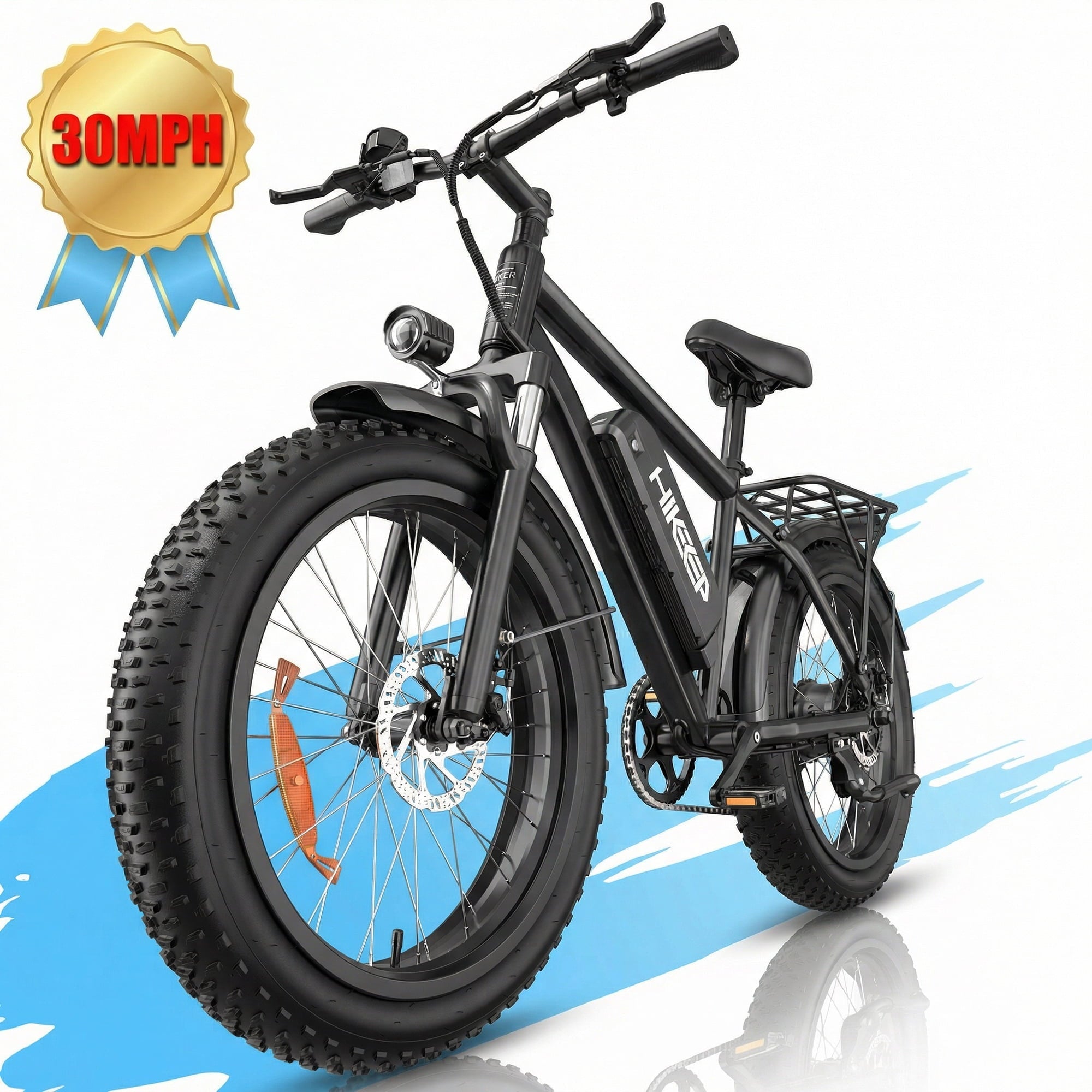 750W 1500W Electric Bike for Adults, 48V 15.6Ah Removable Battery, 26x4 Fat Tire Ebike, 7 Speed Shimano, Rear Rack, UL2849, Black