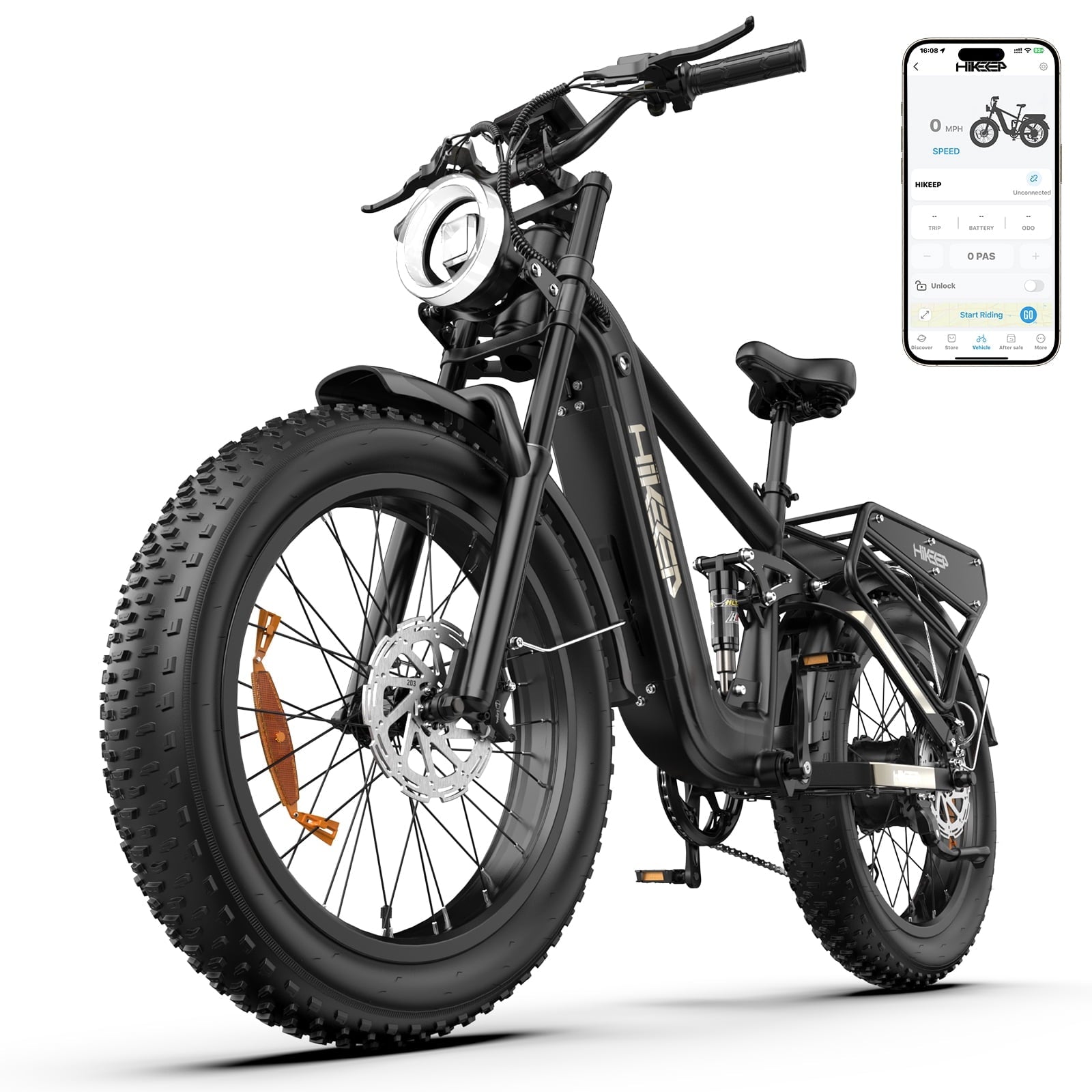 Helokeep 26 Green Fat Tire High Performance Cargo Electric Bike for Men, 4000W Peak 2000W, 40MPH, 48V 25Ah UL2849 Off-Road Ebike