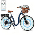 26 Inch Cruiser Electric Bike, E-Bike for Adults with 48V 15.6AH Removable Battery, Step Through Ebike for Women Men UL2849- Blue