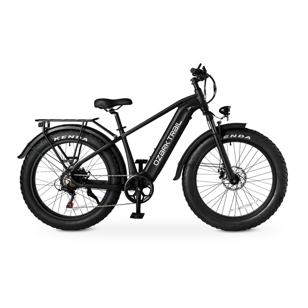 Ozark Trail 26 M.3 Ranger+ Electric Fat Tire Bike, 48V, Class 2, Black, Fits Riders 5'2 - 6'1, Adult, Unisex