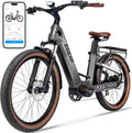 26 Carbon Fiber Electric Bike for Adults, 750W Motor 24MPH Lightweight Commuter E-Bike, 48V Dual Battery 128 Miles Long Range, 13+ Adult Electric Bicycle - Gray