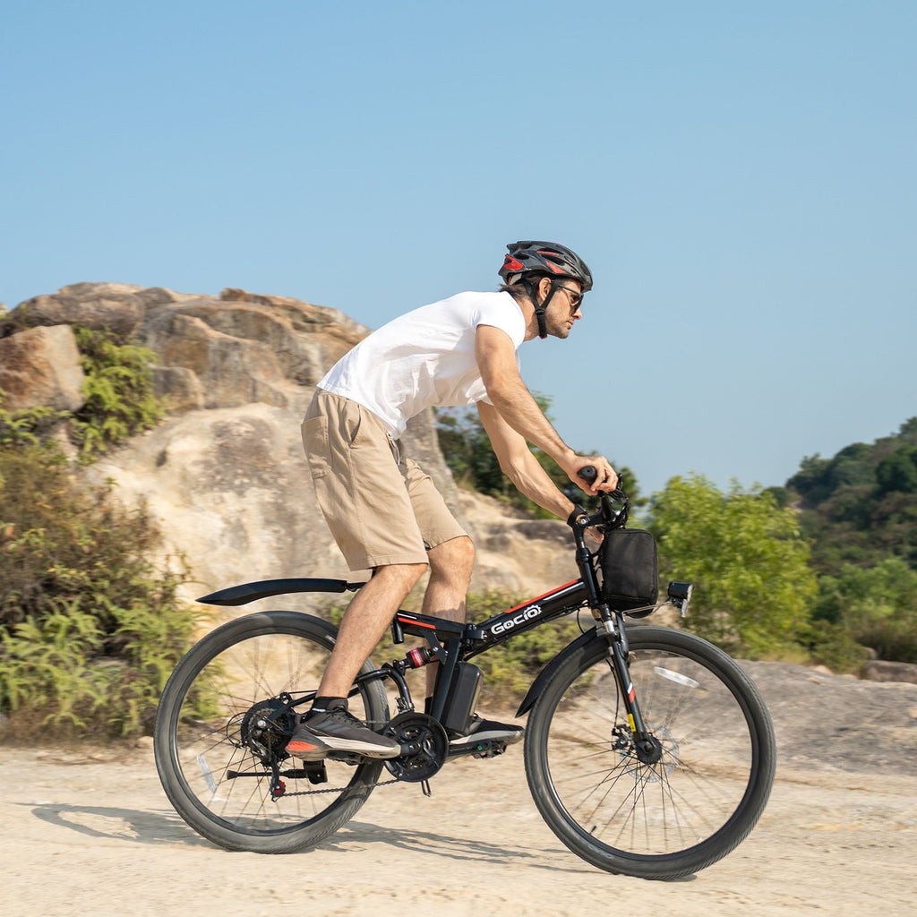 Gocio 26 Folding Electric bike for Adults, 750W Peak Motor 48V 7.8Ah Battery, 21 Speed Mountain Ebike, UL2849