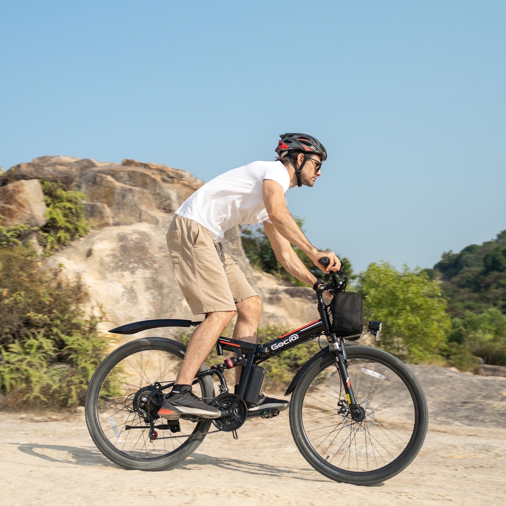Gocio 26 Folding Electric bike for Adults, 750W Peak Motor 48V 7.8Ah Battery, 21 Speed Mountain Ebike, UL2849