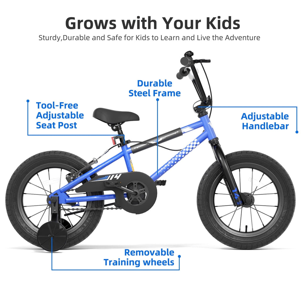 XJD BMX Style Kids Bike for 2-8 Years Old Boys Girls Toddlers 12 14 16 Inches Bicycle with Training Wheels Coaster Brake