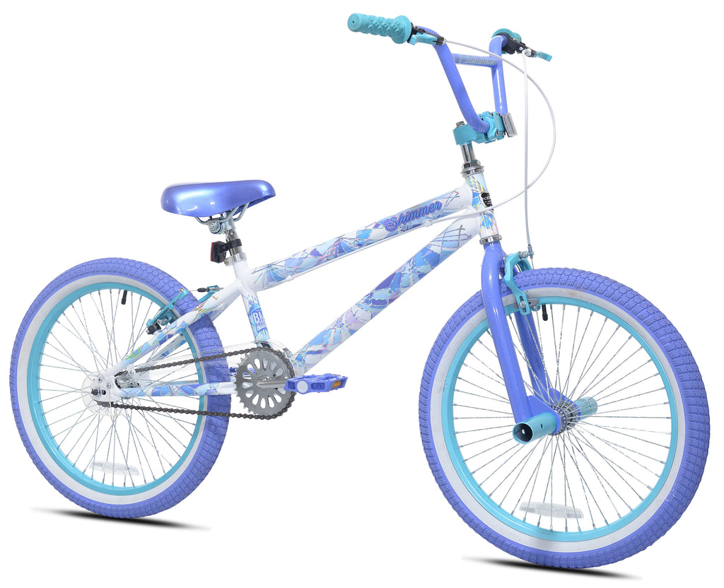 20 Kent Shimmer BMX Bicycle, Fits Riders 4'2-5', White/Purple, Child, Unisex