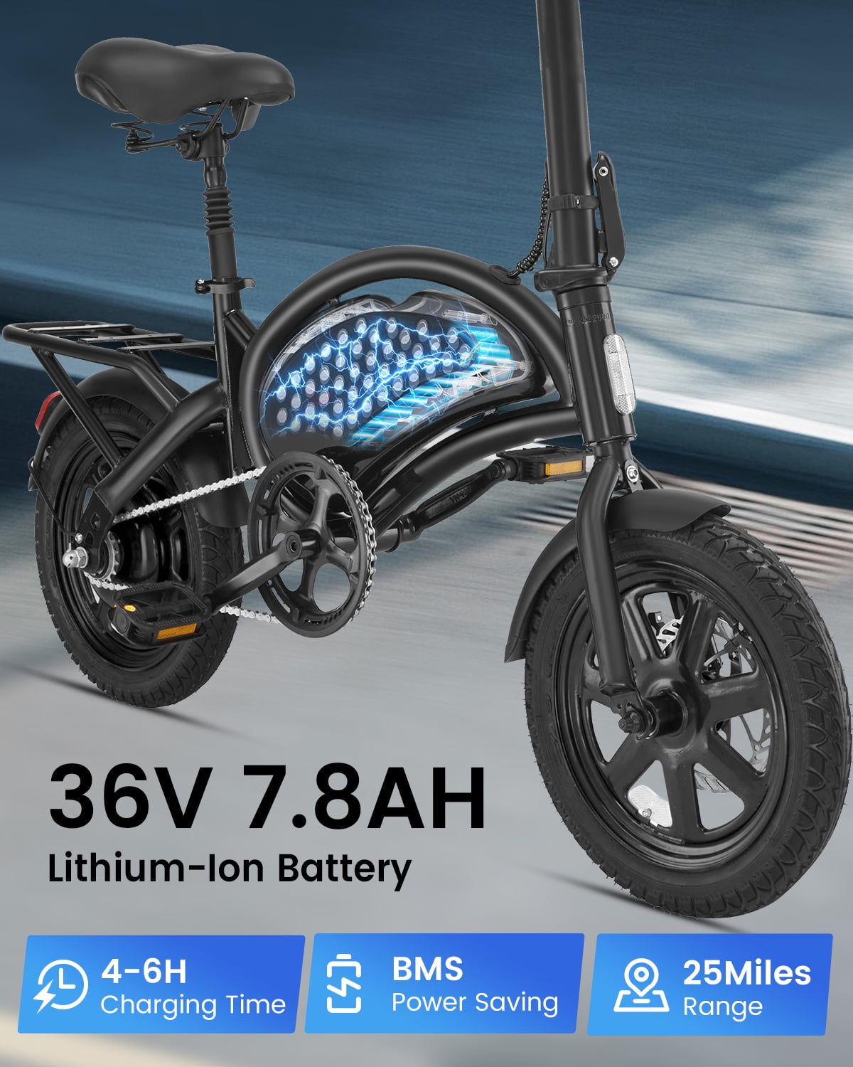 DYU D3F Electric Bike Peak 500W 36V, 14 Mini Ebike for City Commuter, Folding Electric Bicycle for Adult, UL2849