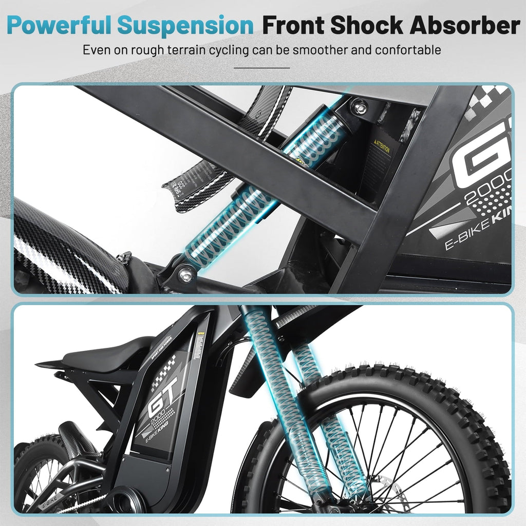 VTOKW T2000 Electric Dirt Bike for Adults,3000W Peak Electric Motorcycle 37MPH 48V 30Ah Battery,85+Miles Electric Bike,24 Fat Tire Ebike,Dual Hydraulic Brakes Mountain Bike,Full Suspension,UL2849