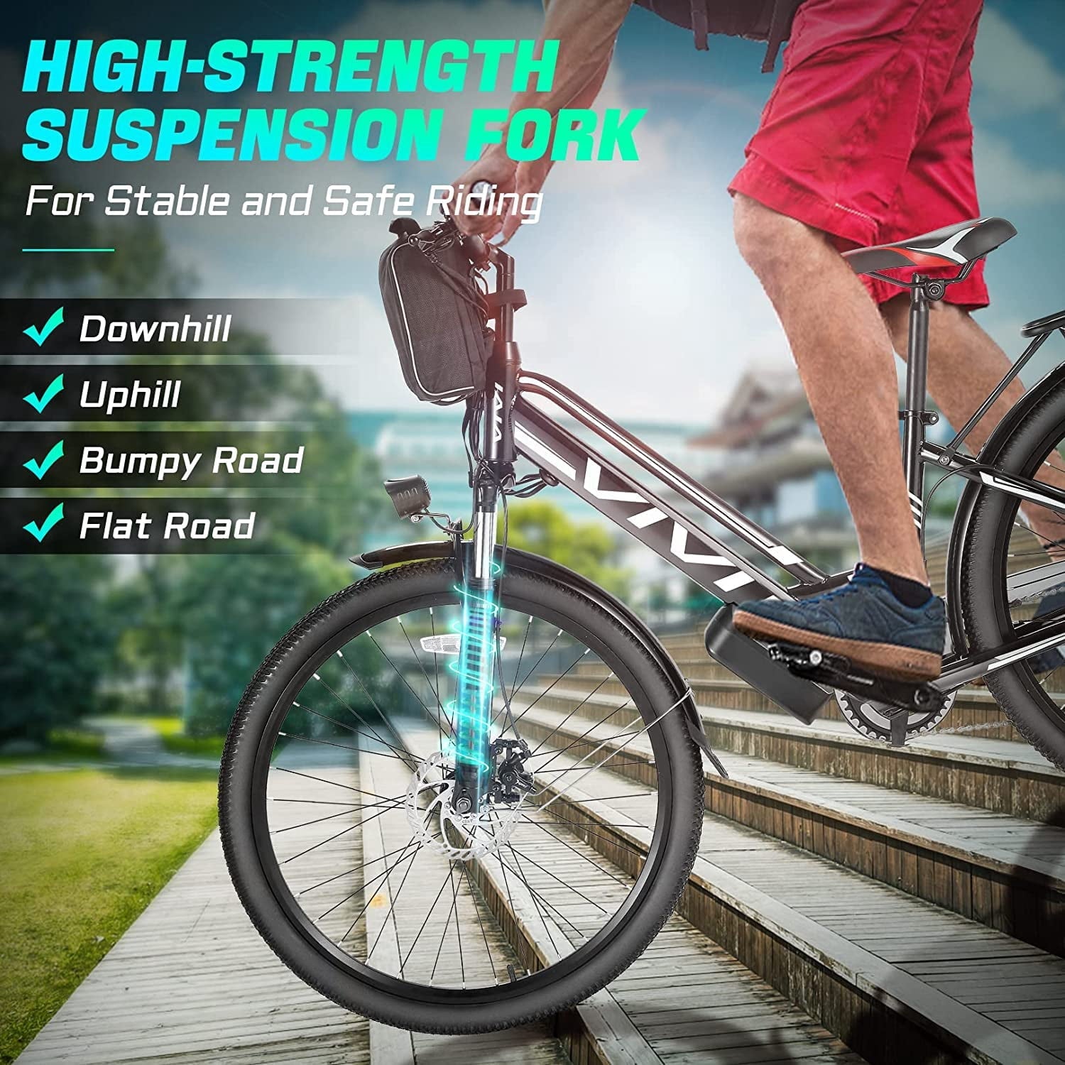 Vivi Electric Bike 26 City Commuter Electric Bike 48V 500W Step-Through Electric Bike 19.8MPH Electric Cruiser Bike Beach Bike with Cruise Control, UL2849 Certified