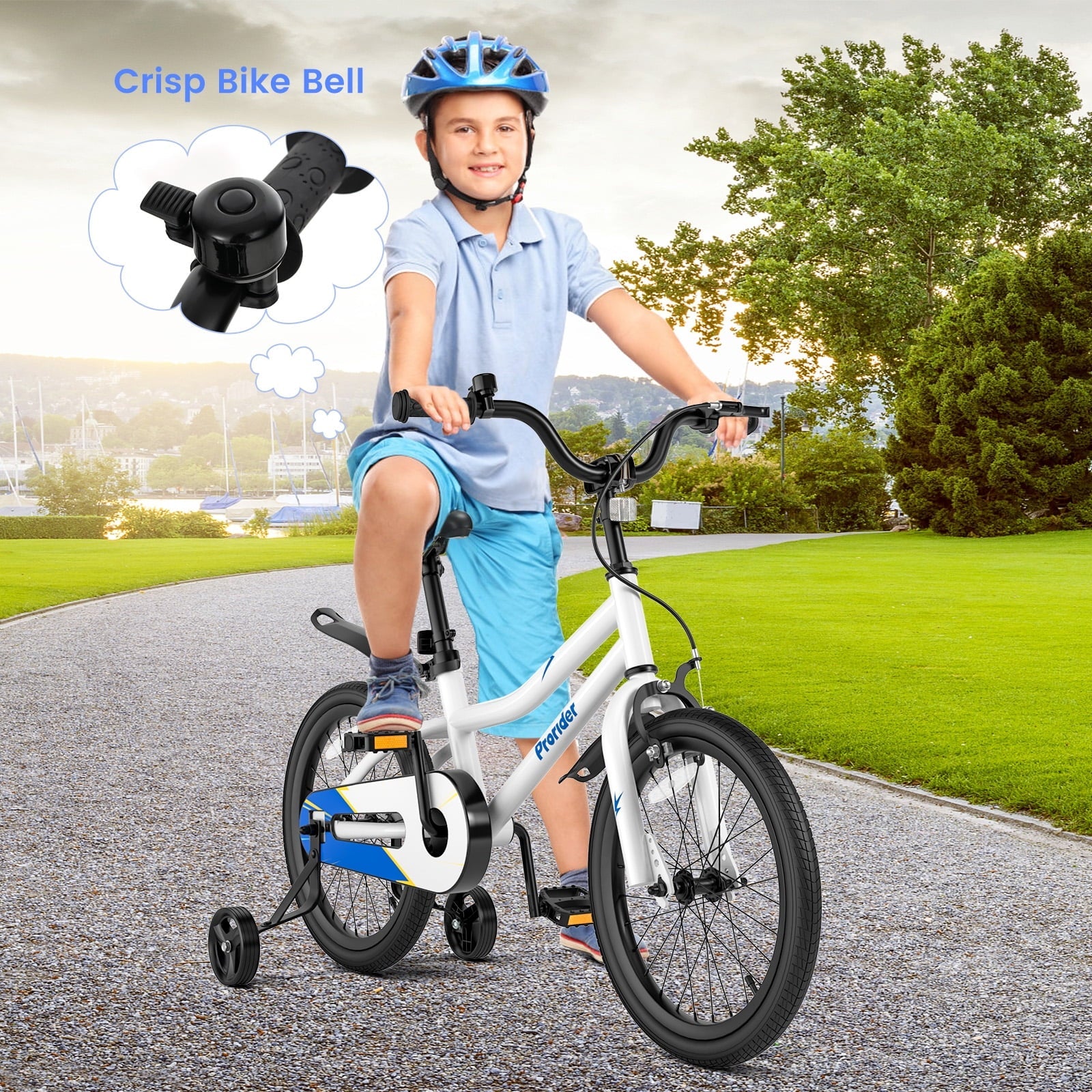 Costway 14'' Kid's Bike with Removable Training Wheels & Basket for 3-5 Years Old Blue