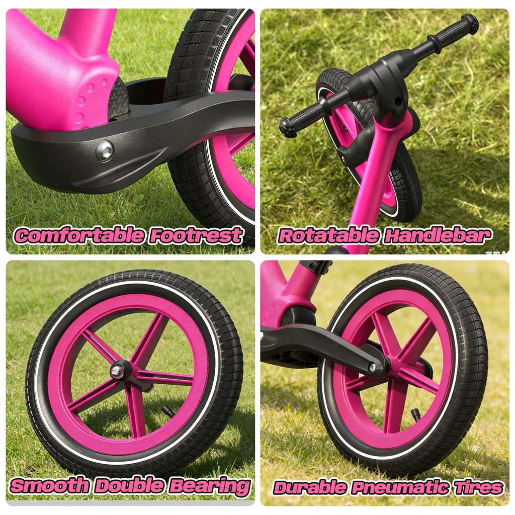 JoyStone 14 Inch Balance Bike for Kids, Toddler Balance Bike with Air Rubber Tires, Adjustable Seat, Lightweight No Pedal Training Bicycle, Gift Bike for 2-6 Boys Girls, Black