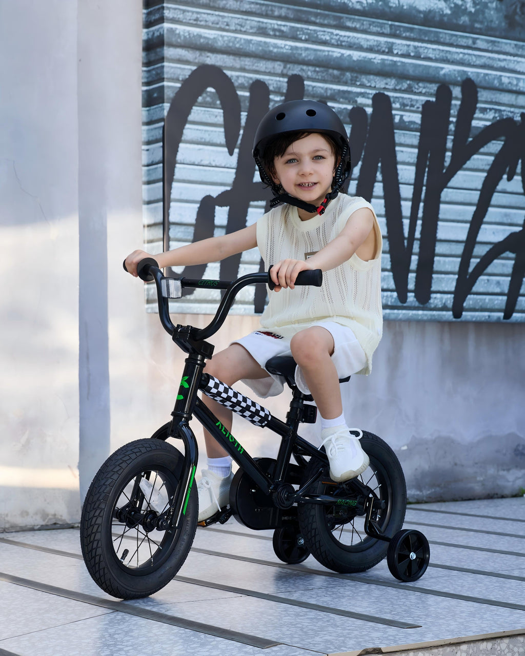 Vollsch BMX Style Kids Bike for 2-8 Years Old Boys Girls 16 Inches Toddlers Bicycle with Coaster Brake Training Wheels, Black