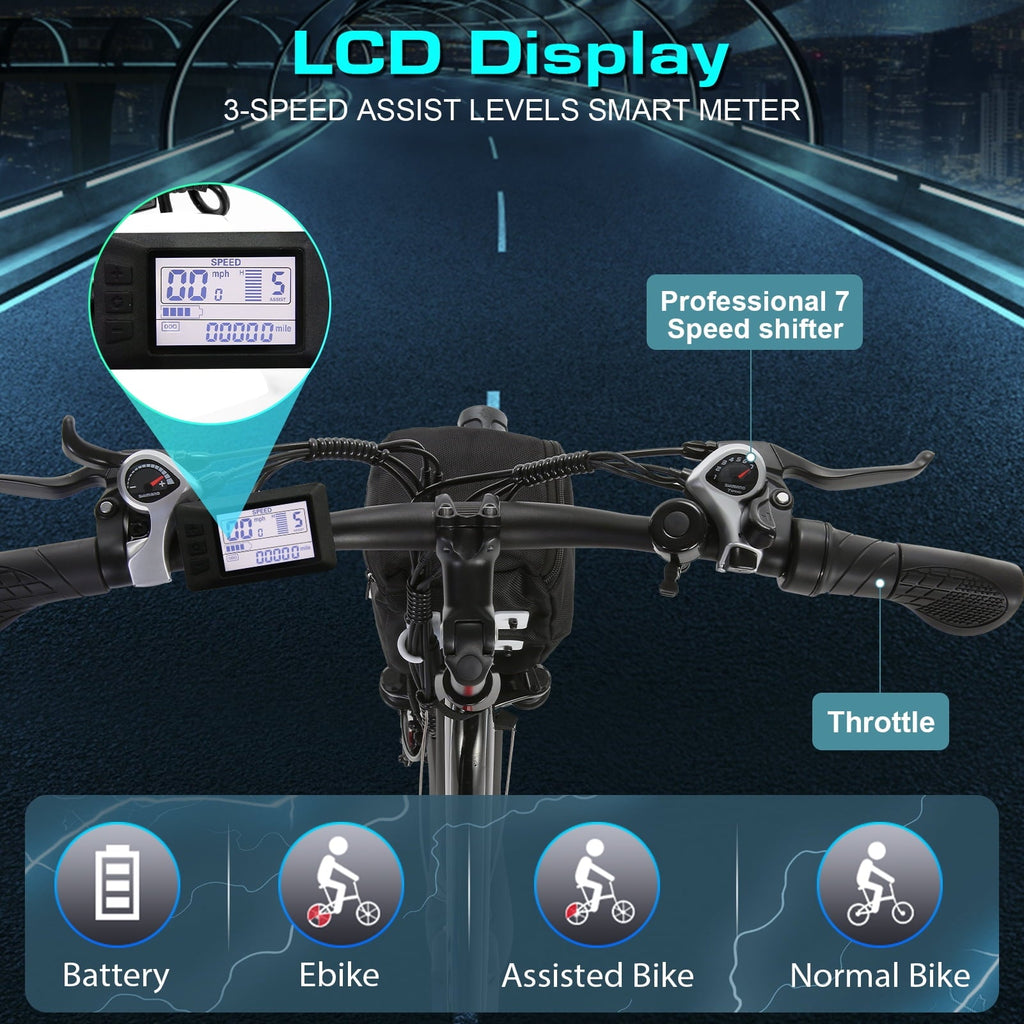 Vivi Electric Bike 26 City Commuter Electric Bike 48V 500W Step-Through Electric Bike 19.8MPH Electric Cruiser Bike Beach Bike with Cruise Control, UL2849 Certified