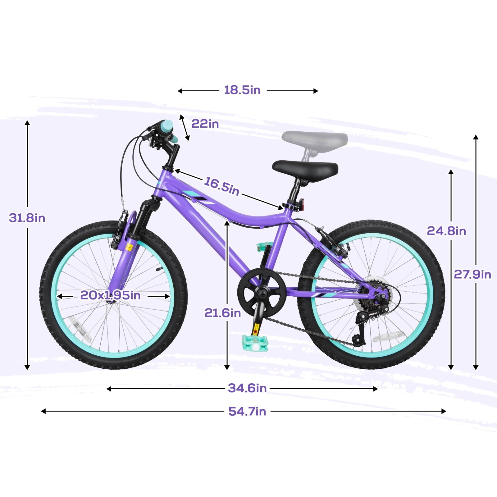 Hykolity 20 inch Kids Mountain Bike, 6 Speed Kid Bicycle Age 6-11 Year Old with Front Suspension Fork, Adjustable Seat Height, Pink