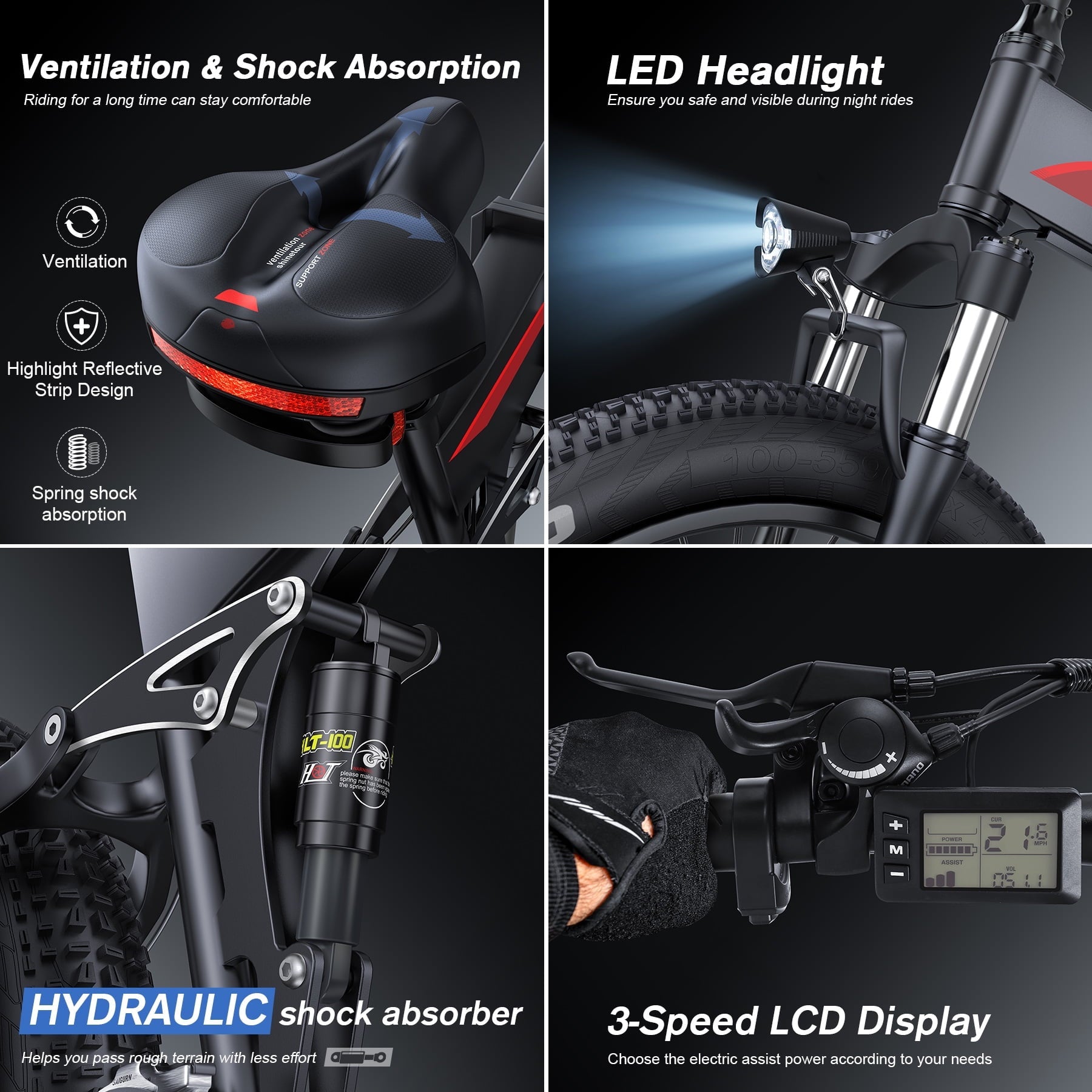 TotGuard 26x4 Electric Bike, Fat Tire 500W Ebike, Foldable Electric Bicycles E Bikes for Adults Electric 48V 10Ah Battery, Dual Shock Absorber, Lockable Fork UL2849