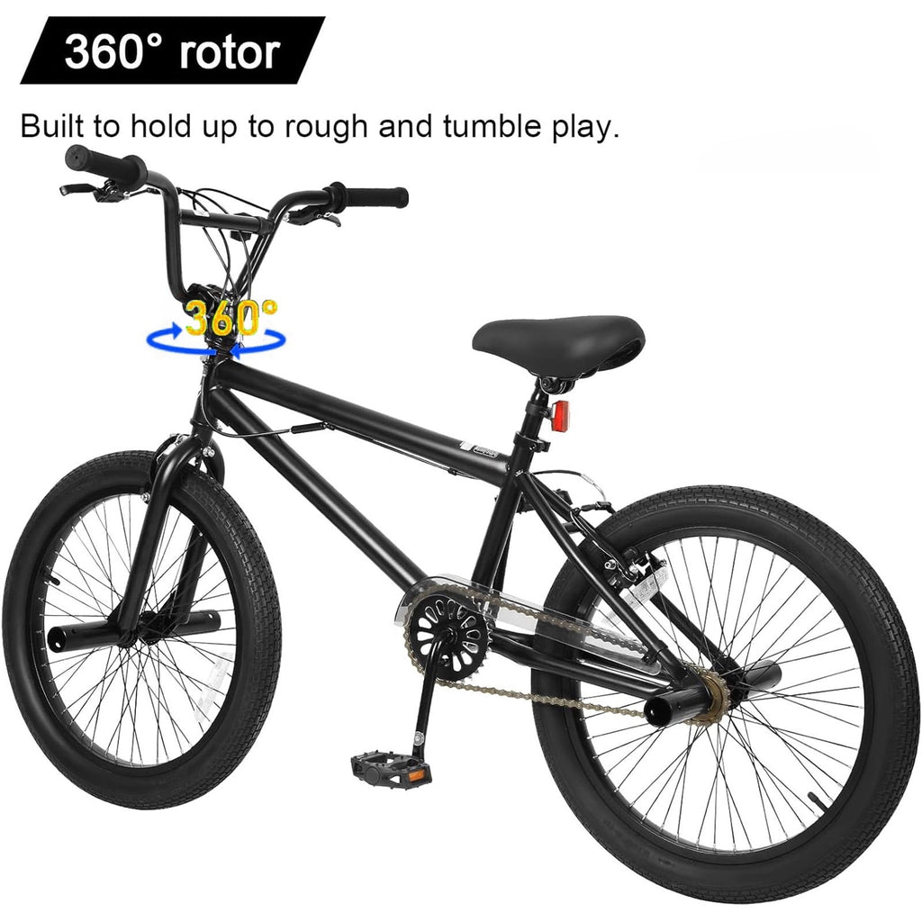 Hykolity 20 inch BMX Bike Freestyle Cycling Trick Bicycle with 4 Pegs for Teenage Adults Men Women Beginners Street Stunt Bike V-Brake Silver