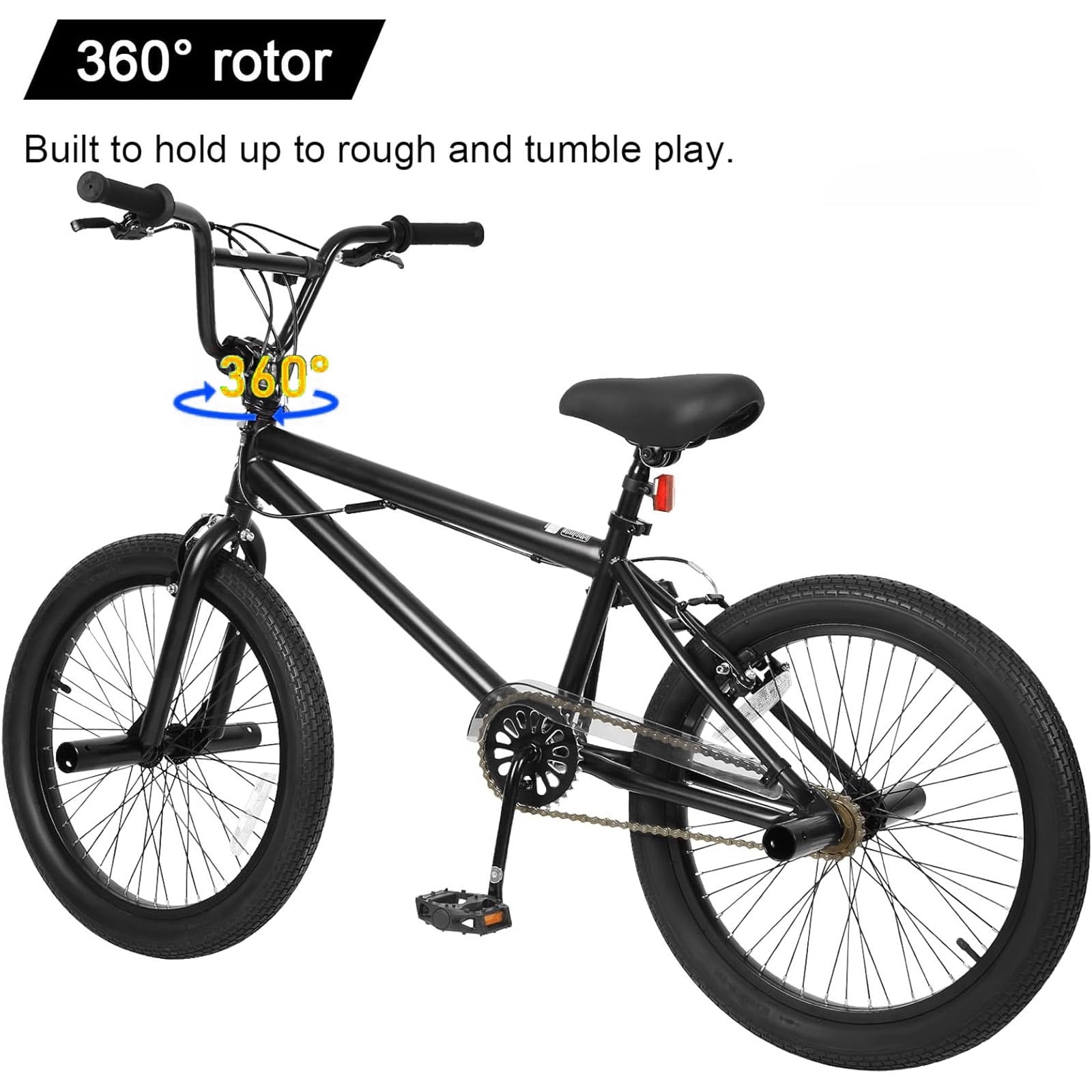 Hykolity 20 inch BMX Bike Freestyle Cycling Trick Bicycle with 4 Pegs for Teenage Adults Men Women Beginners Street Stunt Bike V-Brake Silver
