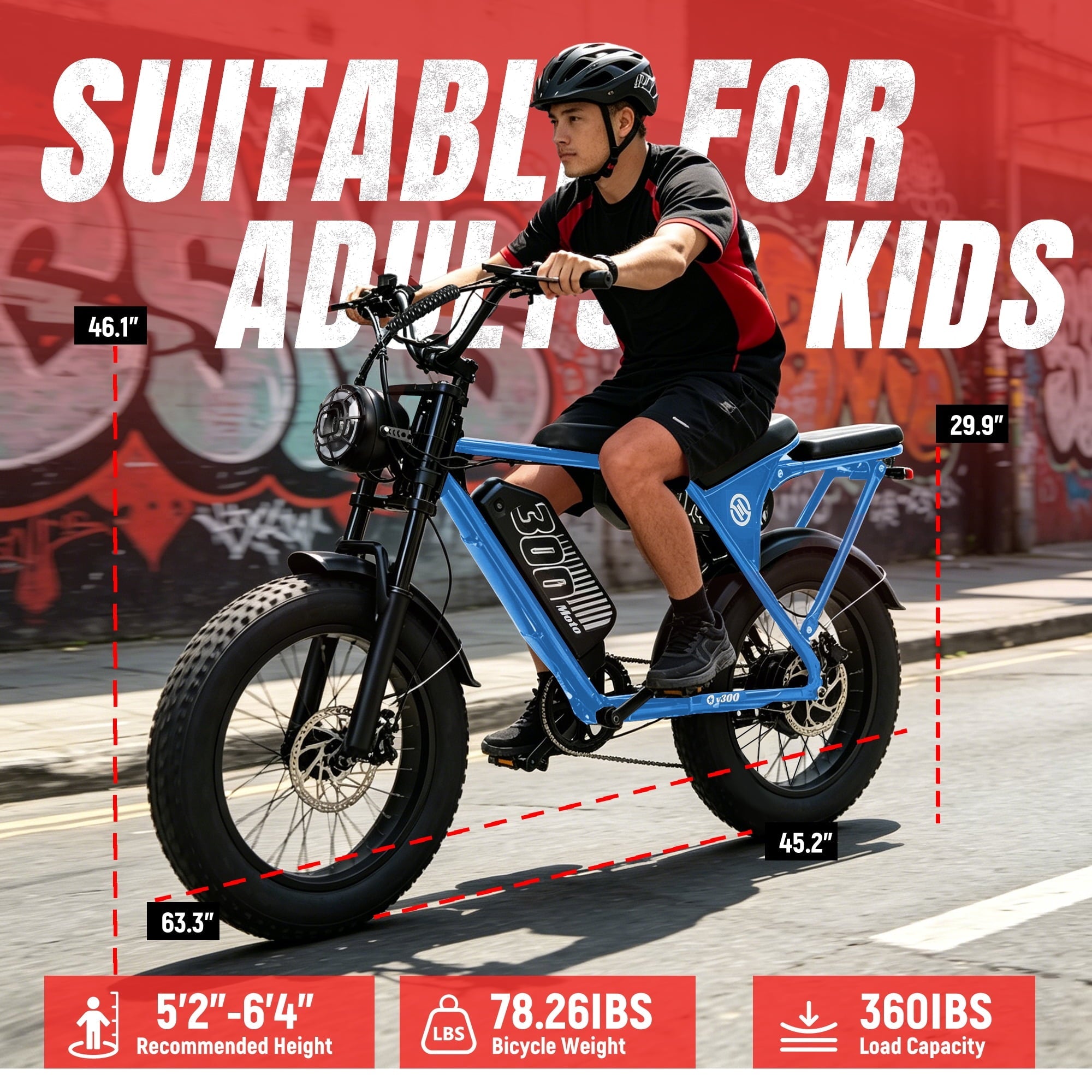 ESKUTE V300D Ebike for Adults, Up to 30MPH Electric Bicycle, Peak 1500W Motor, 48V 41.6AH Removable Battery, 20 x 4.0 Fat Tire E-Bike, Full Suspension, 7-Speed for All Terrain Purple, UL2849