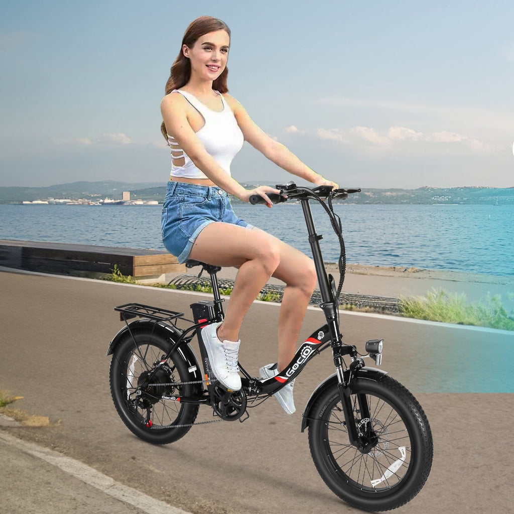 Gocio 20 Folding Electric Bike for Adults, 750W Peak Motor Fat Tire Commuter Ebike, 48V 10.4Ah Battery, 7 Speed, UL2849