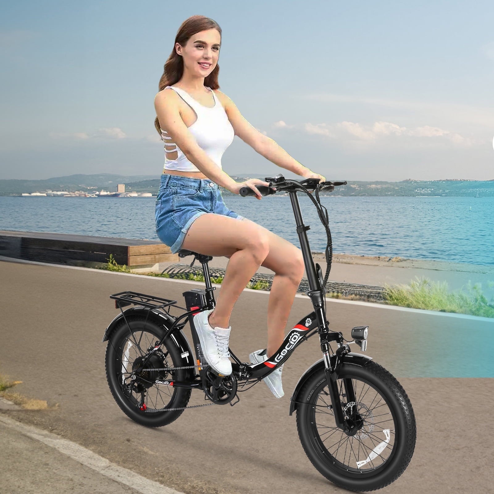 Gocio 20 Folding Electric Bike for Adults, 750W Peak Motor Fat Tire Commuter Ebike, 48V 10.4Ah Battery, 7 Speed, UL2849