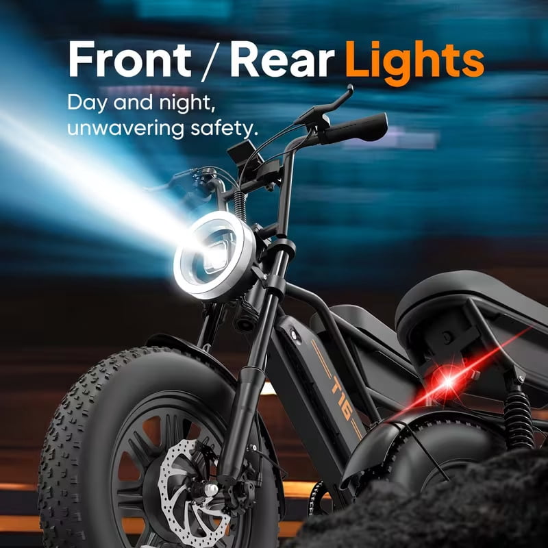 URLIFE 16*3.0 Fat Tire Electric Bike for Adult, 1000W Peak Motor, 48V 13Hh Removable Battery, Up to 28MPH 80Miles Range, Electric Dirt/Mountain Bike-UL2849
