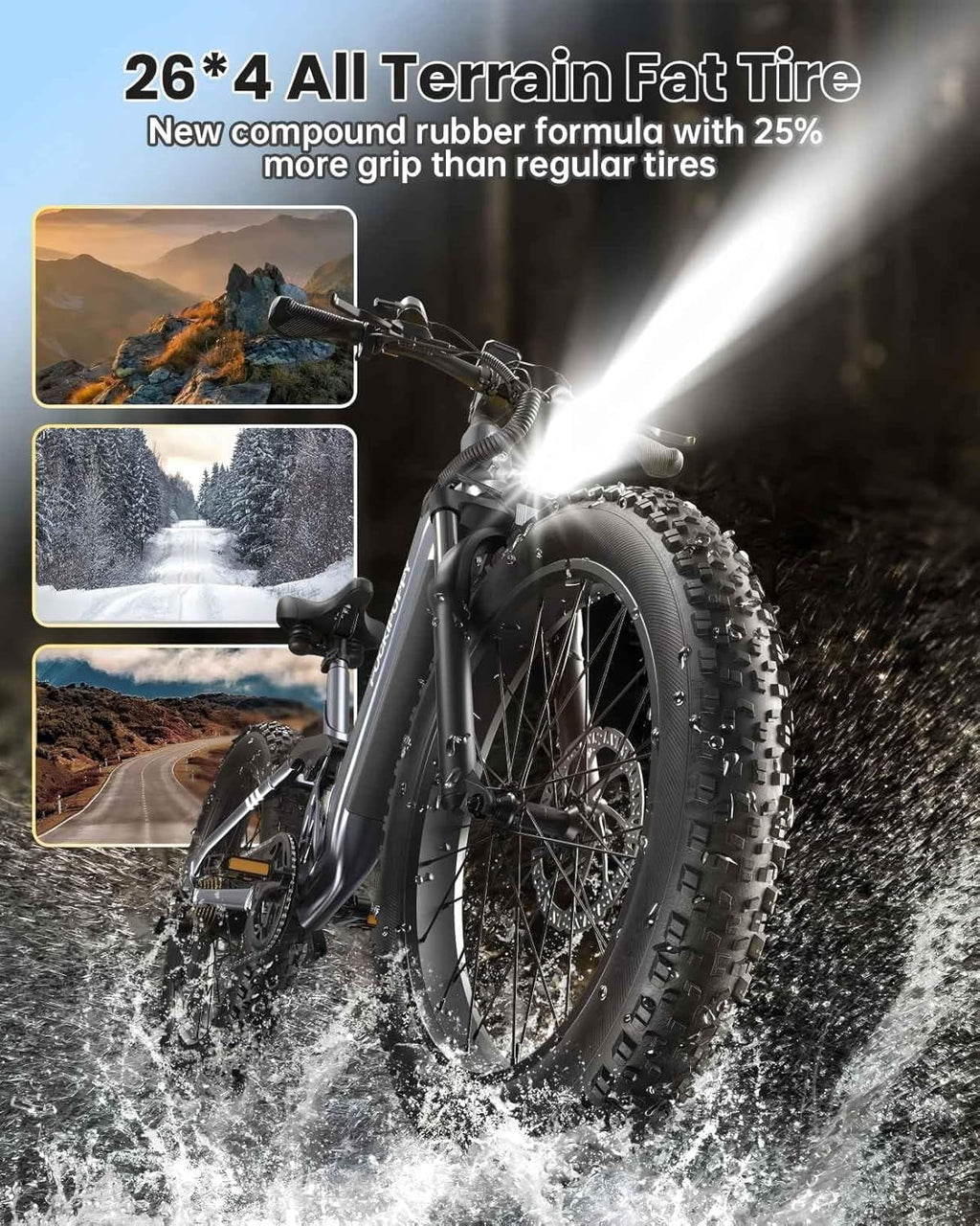PUCKIPUPPY 26 Electric Bikes for Adults 960W Peak Step Through E-Bikes up to 80Miles Range 48V 20AH Battery Full Suspension Ebike 28 mph Max Speed Fat Tire E-Mountain Bike 7 Speed, UL2849 by SGS