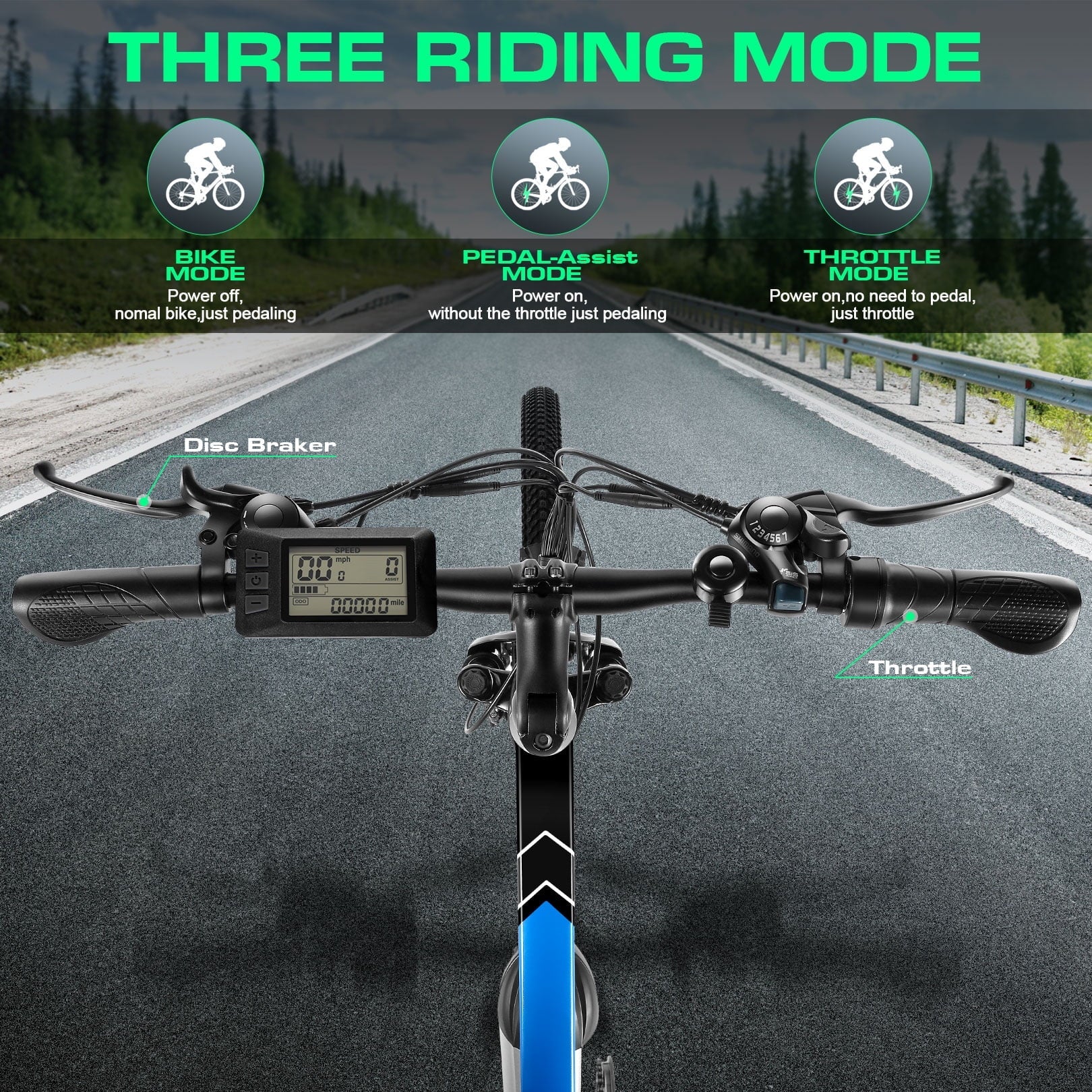Vivi Electric Bike for Adults 26 Electric Mountain Bike 500W Cruise Control Electric Commuter Bike 21 Speed with Removable 48V Battery
