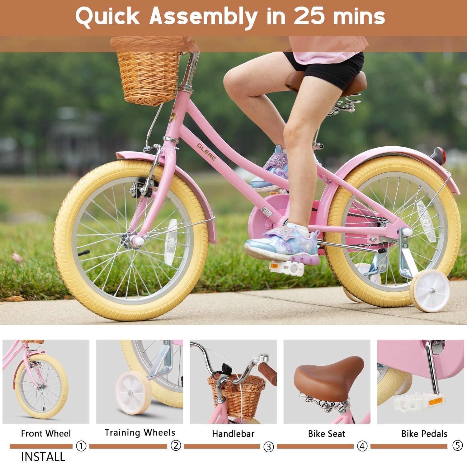 Glerc Little Molly 20 inch Kids Girls Bike for 7-13 Years Old Child,gifts,Blue