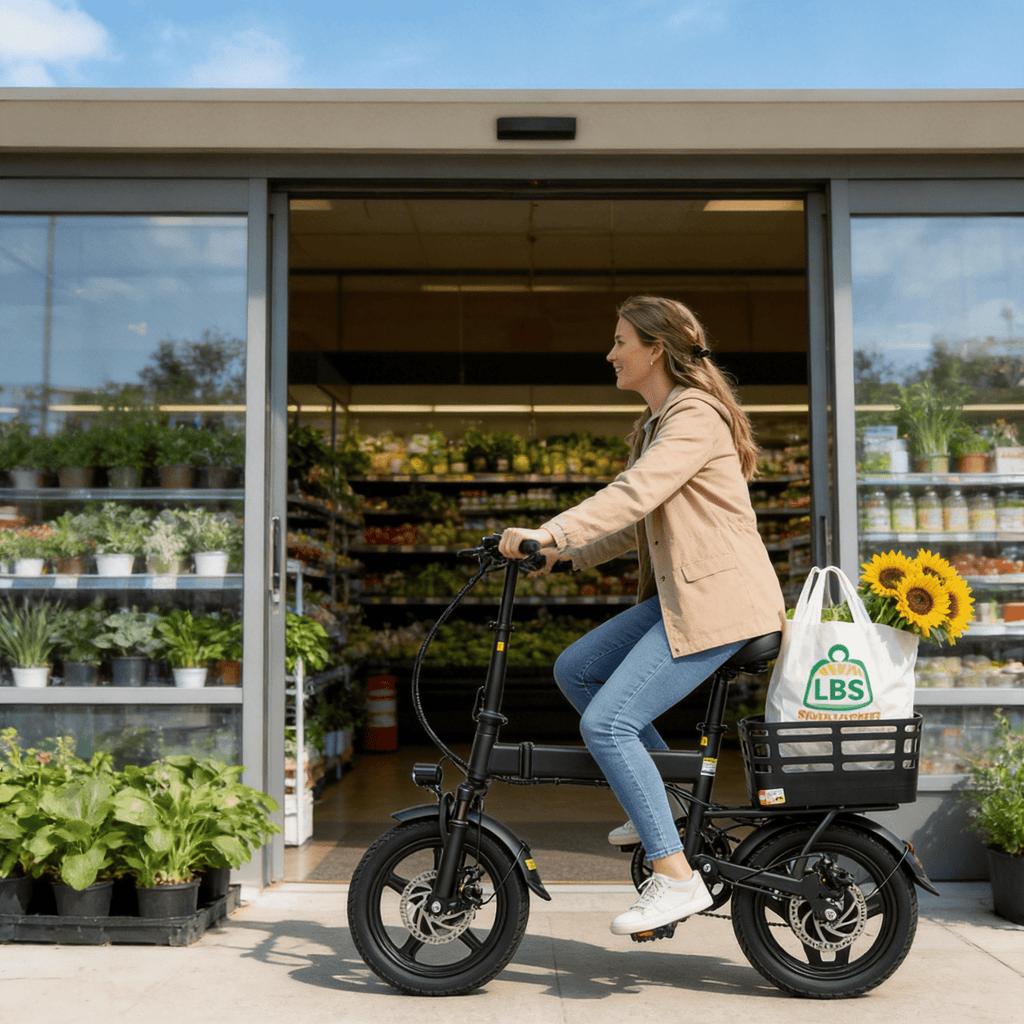 XLNEFNZ 14 Folding Electric Bike for Teens and Adults, 500W Peak Brushless Motor, 432Wh Hidden Anti-Theft Battery, 20MPH 35 Miles, Rear Basket Lightweight Ebike, UL2849