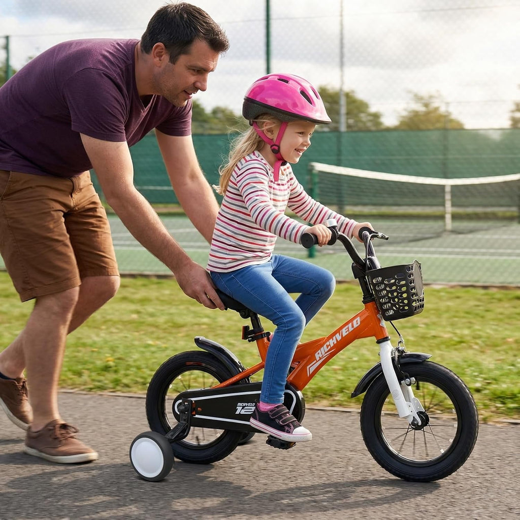 Kids Bike 12 Inch for Boys Girls, BMX Style Kids' Bicycle with Removable Training Wheels and Basket, Coaster Brake Toddlers Children's Bicycle Gift for Boys Girls 2-4 Years Old, Blue