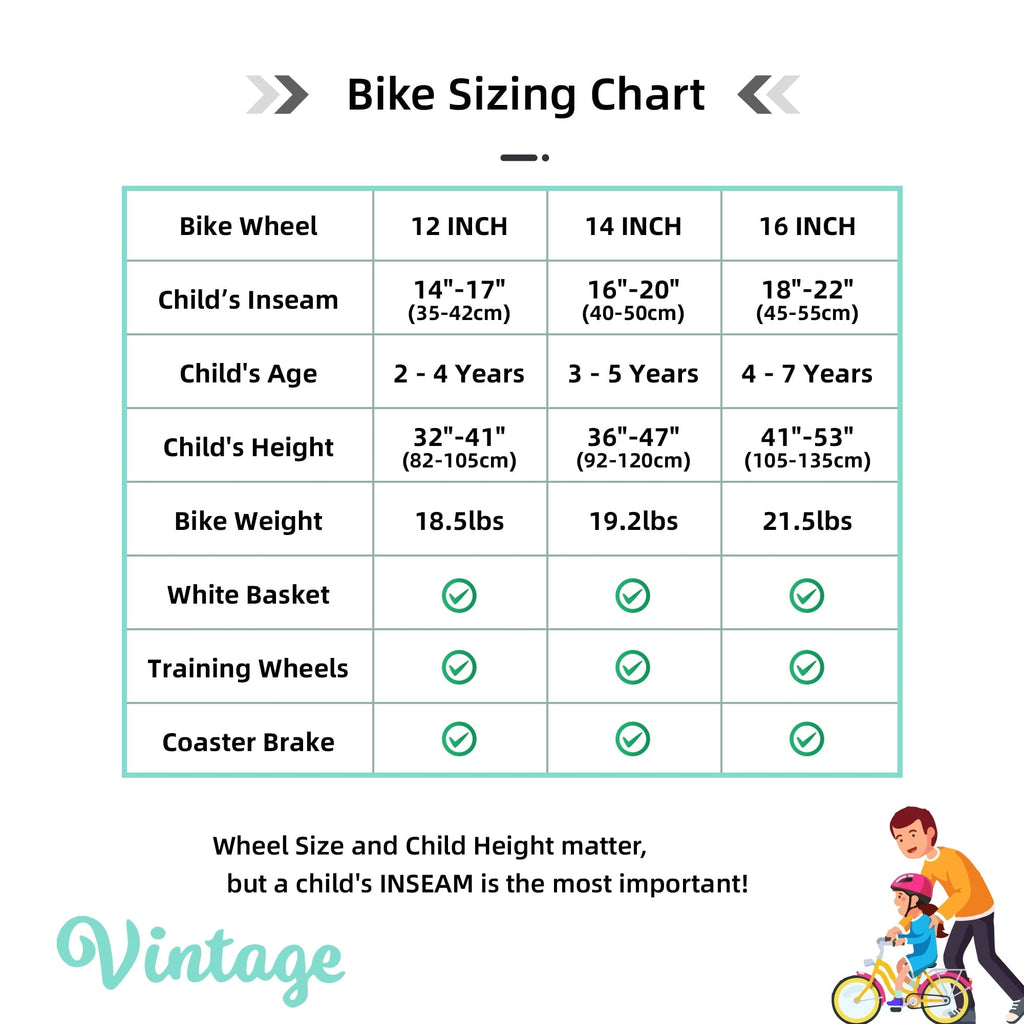 JOYSTAR Vintage Kids Bike with Basket & Training Wheels,12 14 16 20 24 Inch Kids Bike for 2-14 Years Old Girls & Boys, Green