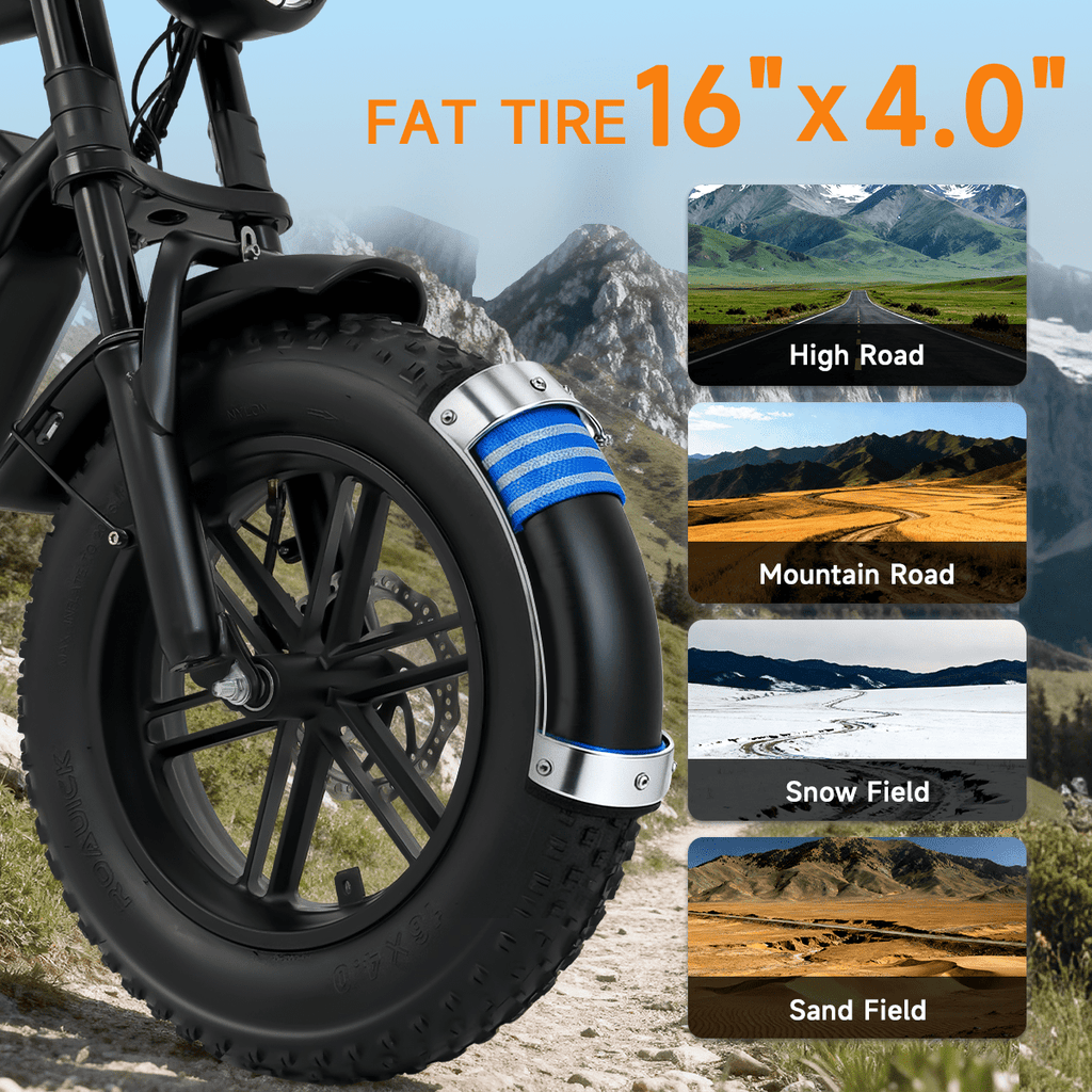 1500W Peak Electric Bike for Adults, 30MPH Electric Bike, 16 Fat Tire E-Mountain Bikes, Dual Suspension Ebike, Removable 48V 13Ah Battery, 7-Speed, UL 2849