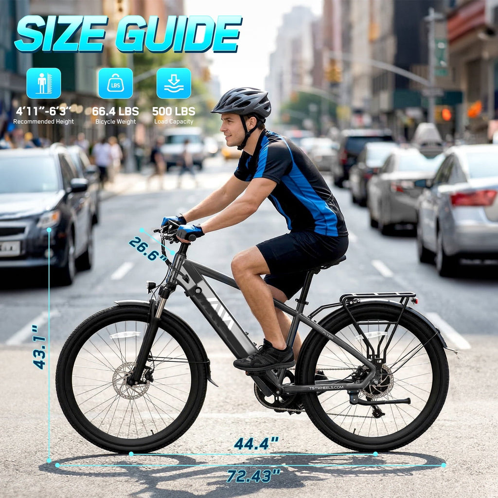 TST Electric Bike for Men, Peak 1000W E Mountain Bike, Electric Bicycle, 27.5 Tire EBike, Hydraulic Disc Brakes, 48V/15Ah Battery