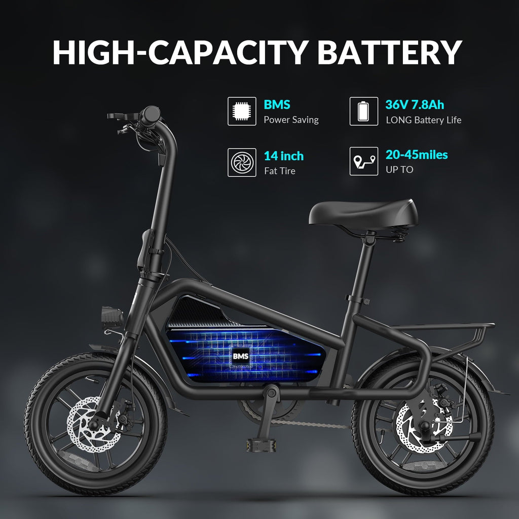 5TH WHEEL 14 Electric Bike for Adults with 650W Peak Motor Electric Bicycle, 36V 7.8Ah Battery Ebike, UL2849