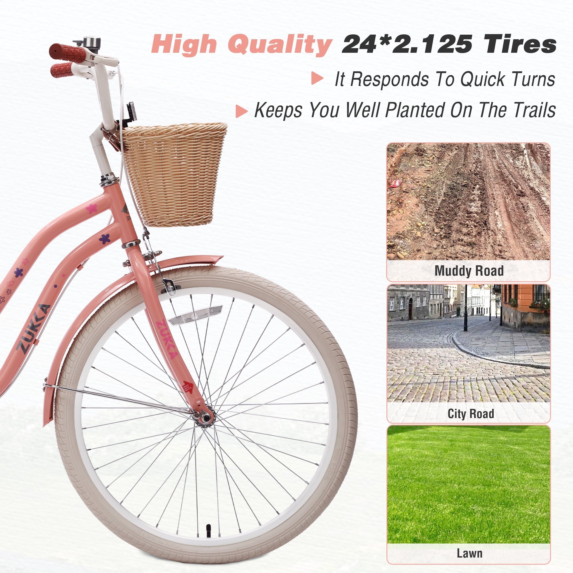 Dolonm 20 Kids Bike for Ages 7-10, Lightweight High-Carbon Steel Frame Cruiser Bicycle, Girls Bike with Wicker Basket, Rear Seat Rack, No Training Wheels, Pink