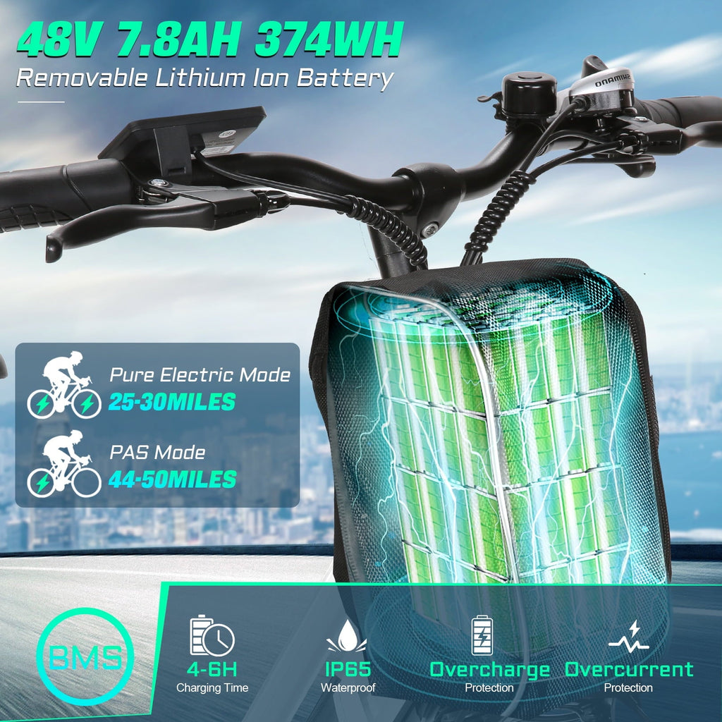 Gocio UL2849 Certified 26 Electric Bike for Adults, 750W Peak Motor, 48V 7.8Ah Battery, 19.8 mph 7-Speed Commuter Ebike with Disc Brakes