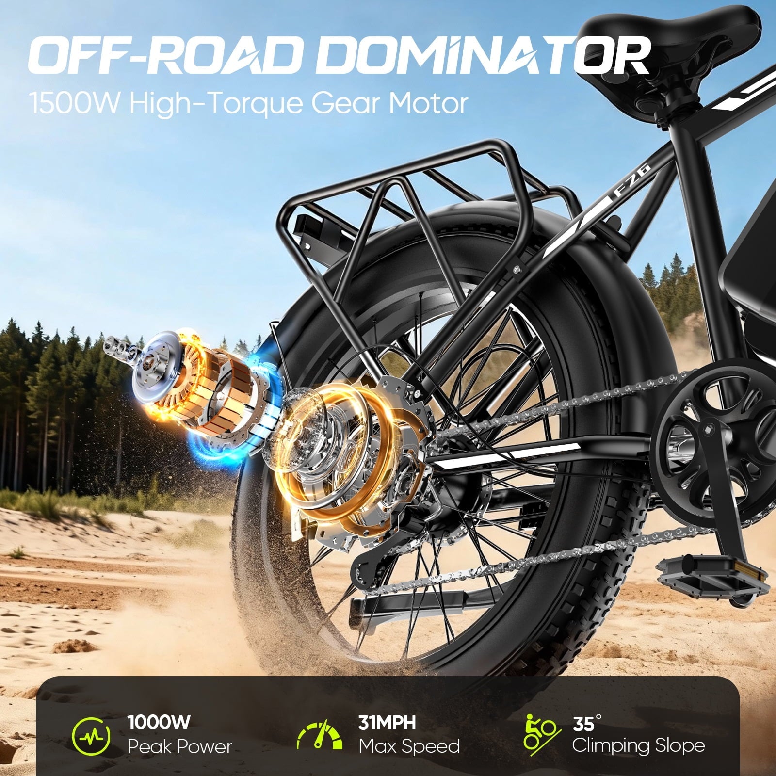 1000W Motor Electric Bike for Adults, 26*4.0 Fat Tire E-Mountain Bicycle,48V/18AH UL2849