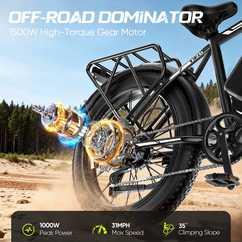 1000W Motor Electric Bike for Adults, 26*4.0 Fat Tire E-Mountain Bicycle,48V/18AH UL2849