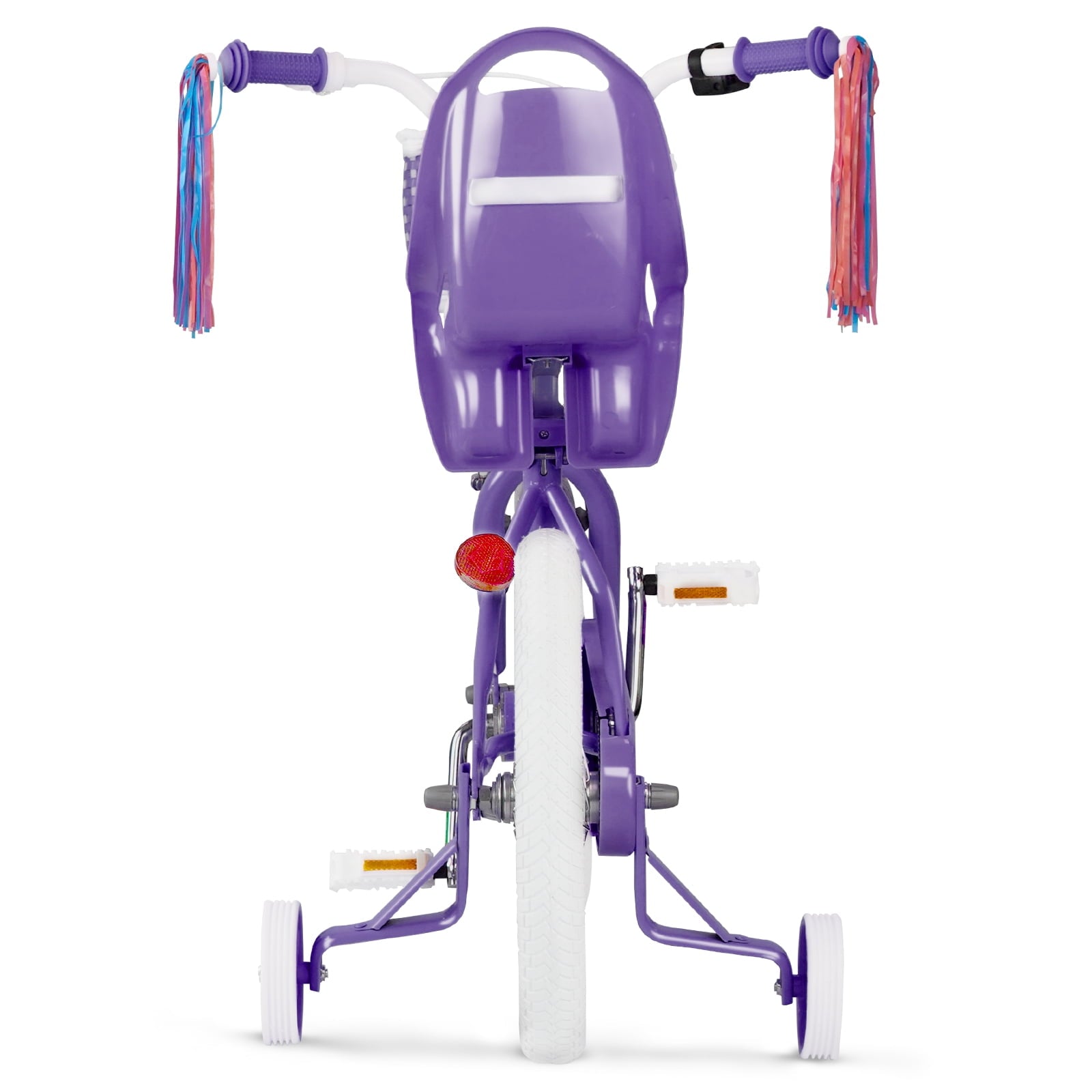 XJD Girls Bike for Toddlers 3-9 Years Old Kids, 16 Inch Kids Bike with Training Wheels, Streamers, Basket and Doll Seat, Children Bicycles with Handbrake