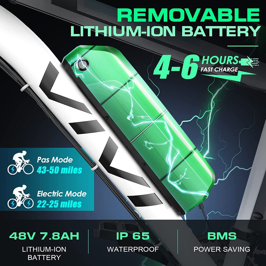 Vivi Electric Bike for Adults 26 Electric Mountain Bike 500W Cruise Control Electric Commuter Bike 21 Speed with Removable 48V Battery
