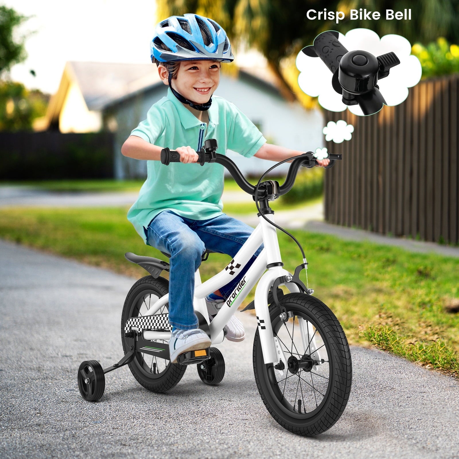 Costway 14'' Kid's Bike with Removable Training Wheels & Basket for 3-5 Years Old Blue