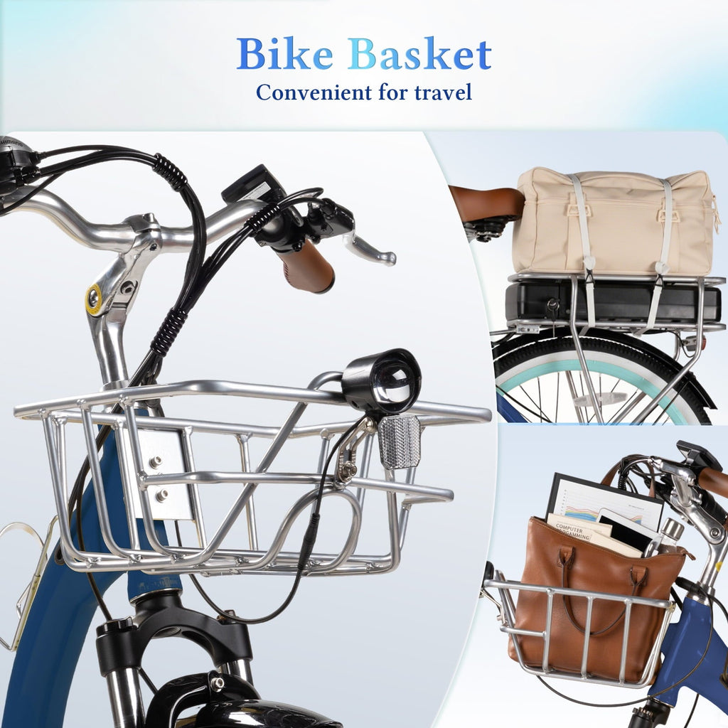 26 Inch Cruiser Electric Bike, E-Bike for Adults with 48V 15.6AH Removable Battery, Step Through Ebike for Women Men UL2849- Blue