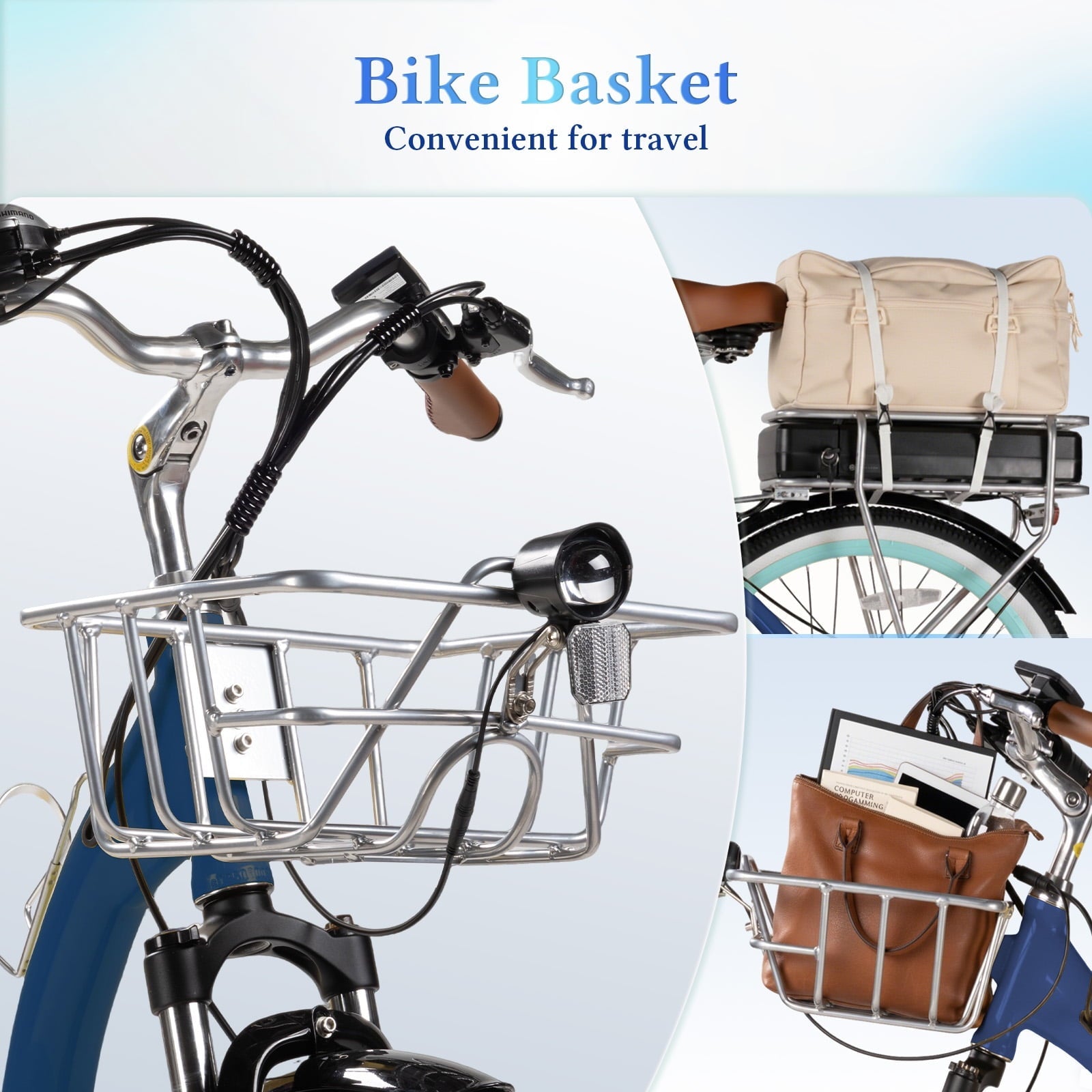 26 Inch Cruiser Electric Bike, E-Bike for Adults with 48V 15.6AH Removable Battery, Step Through Ebike for Women Men UL2849- Blue