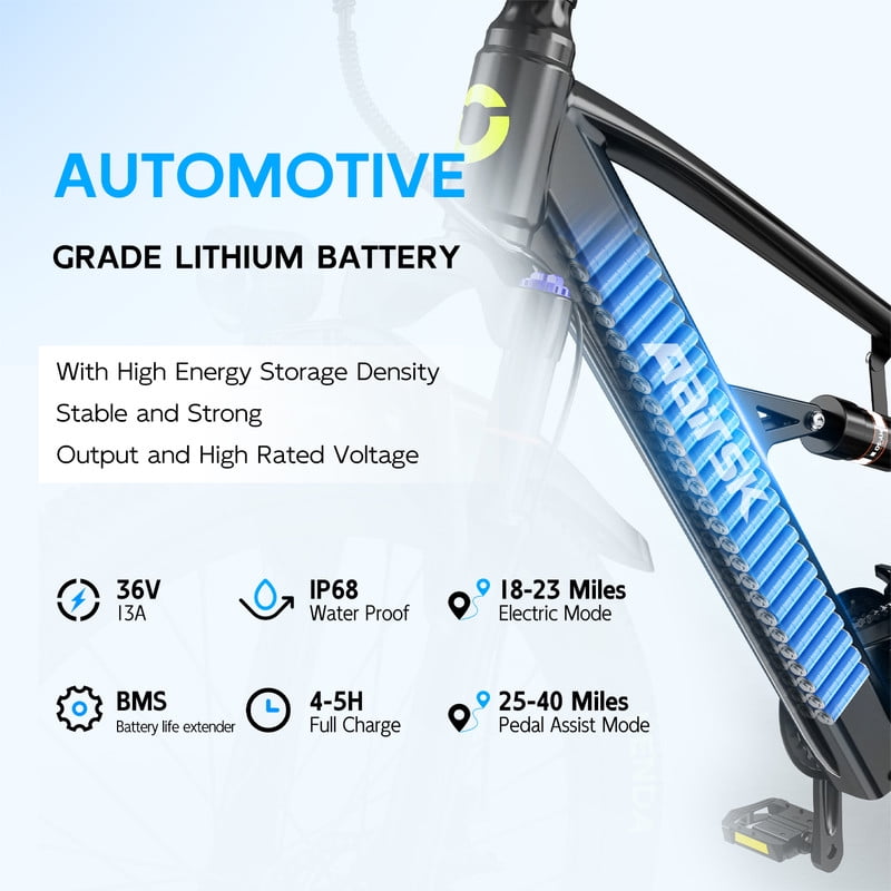Unibike 26Electric Mountain Bike for Adults, 400W Brushless Motor Ebike, Top Speed 22MPH, 36V 13AH Lithium Battery, Gray