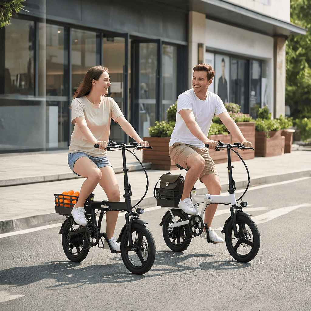 BroPath Electric Bike for Adults, Ebike, Electric Bicycle with 576WH Removable Battery,14 Folding Ebike, 21MPH,20+ Miles(MAX),500W High Motor,Multi-Shock Absorption,Commuting Mini E Bikes,UL2849