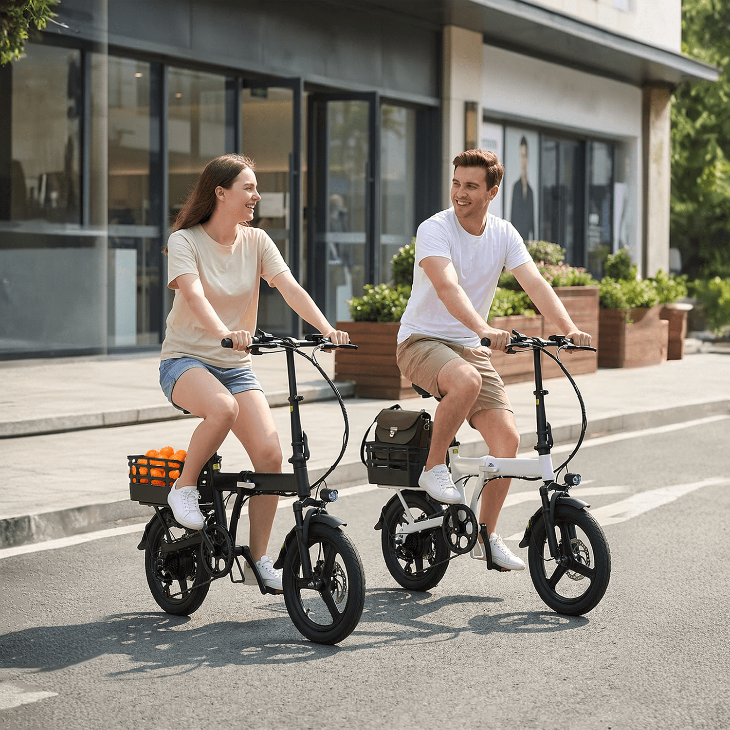 BroPath Electric Bike for Adults, Ebike, Electric Bicycle with 576WH Removable Battery,14 Folding Ebike, 21MPH,20+ Miles(MAX),500W High Motor,Multi-Shock Absorption,Commuting Mini E Bikes,UL2849
