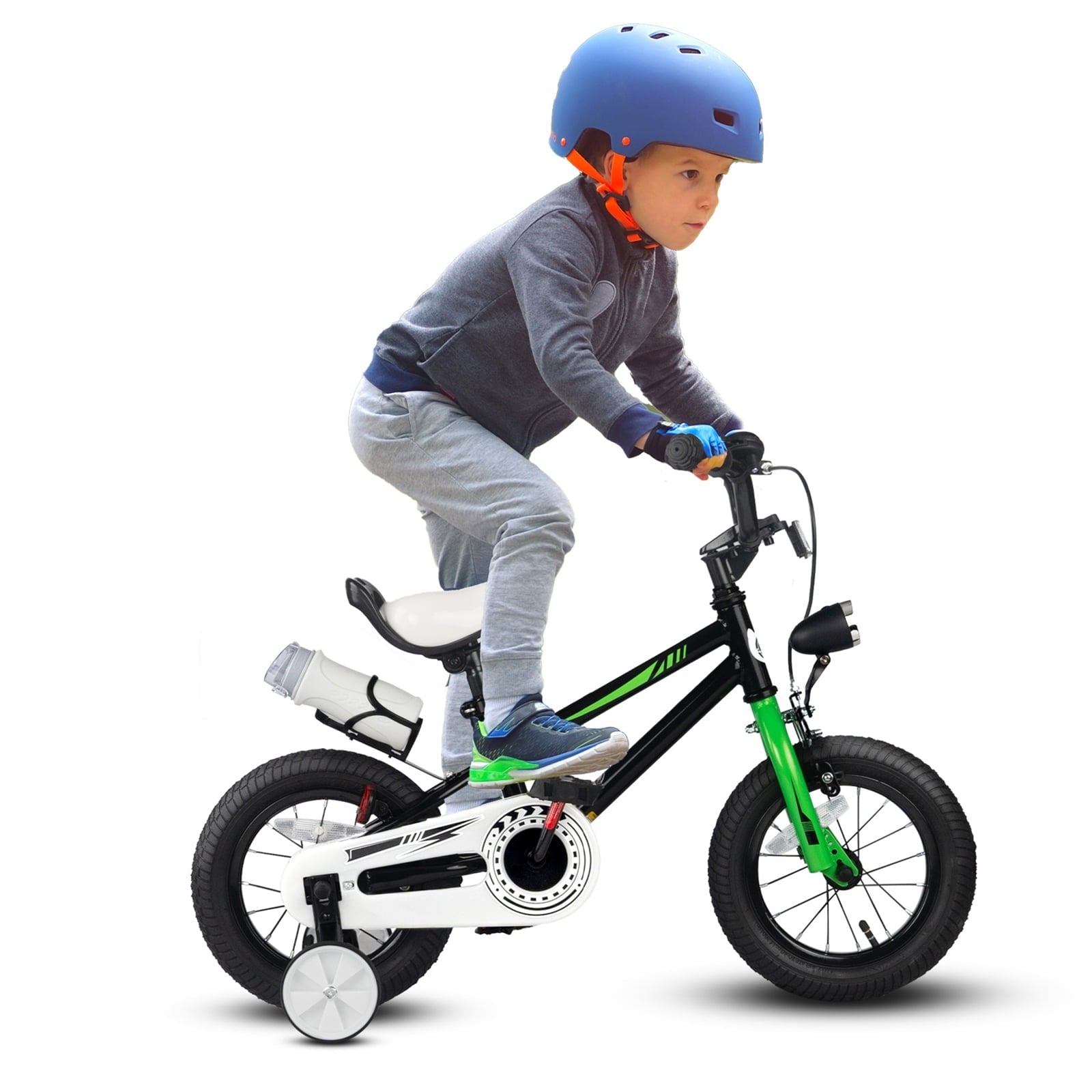 KORIMEFA Kids Bike Boys Bicycle 14 inch for Children Age 4-8 Years Old, Toddler Sport Cycling with Training Wheels, Water Bottle Holder, Blue